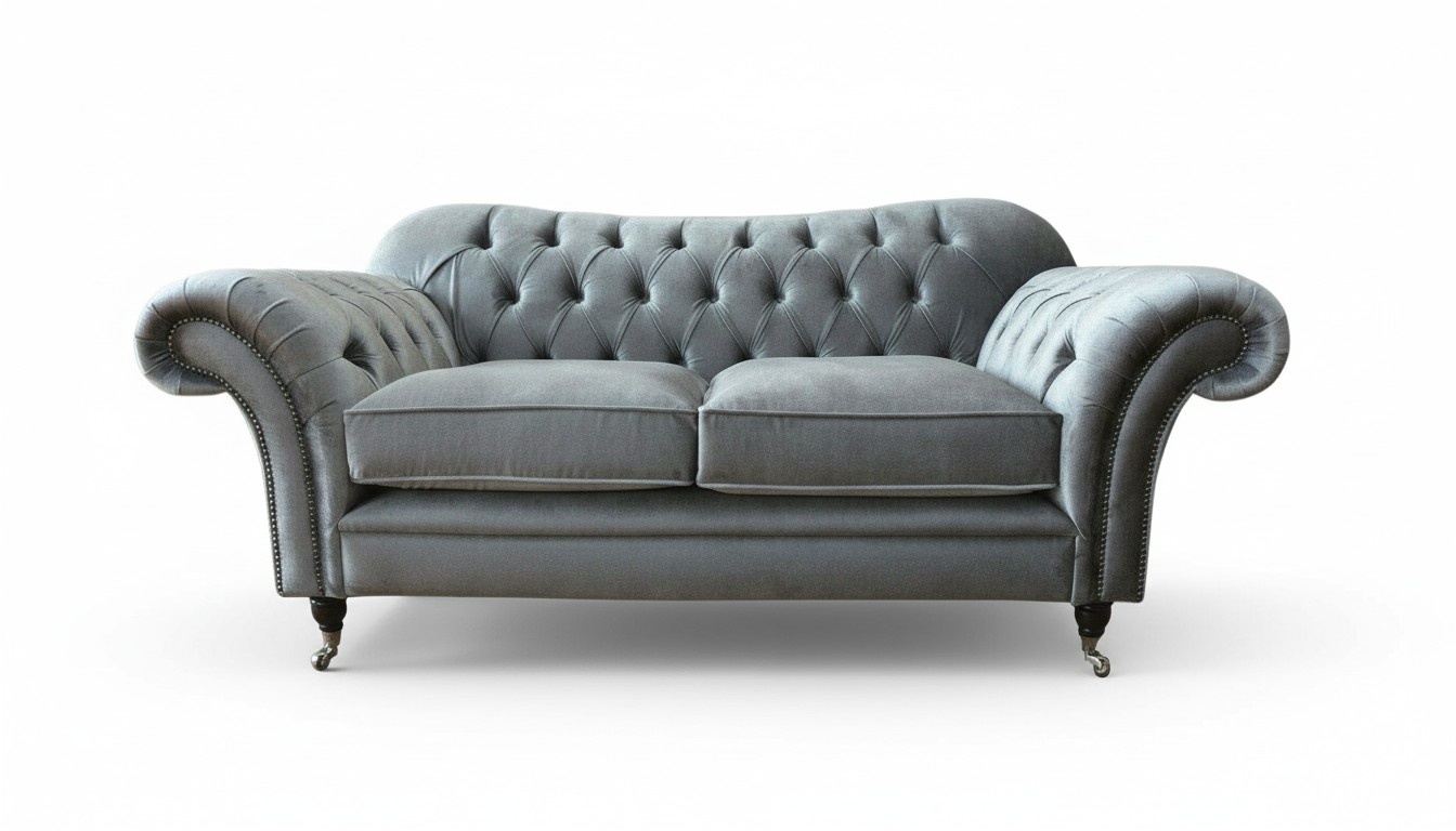 Chesterfield Sofa 2 Sitzer Polster Designer Couchen Sofas Grau