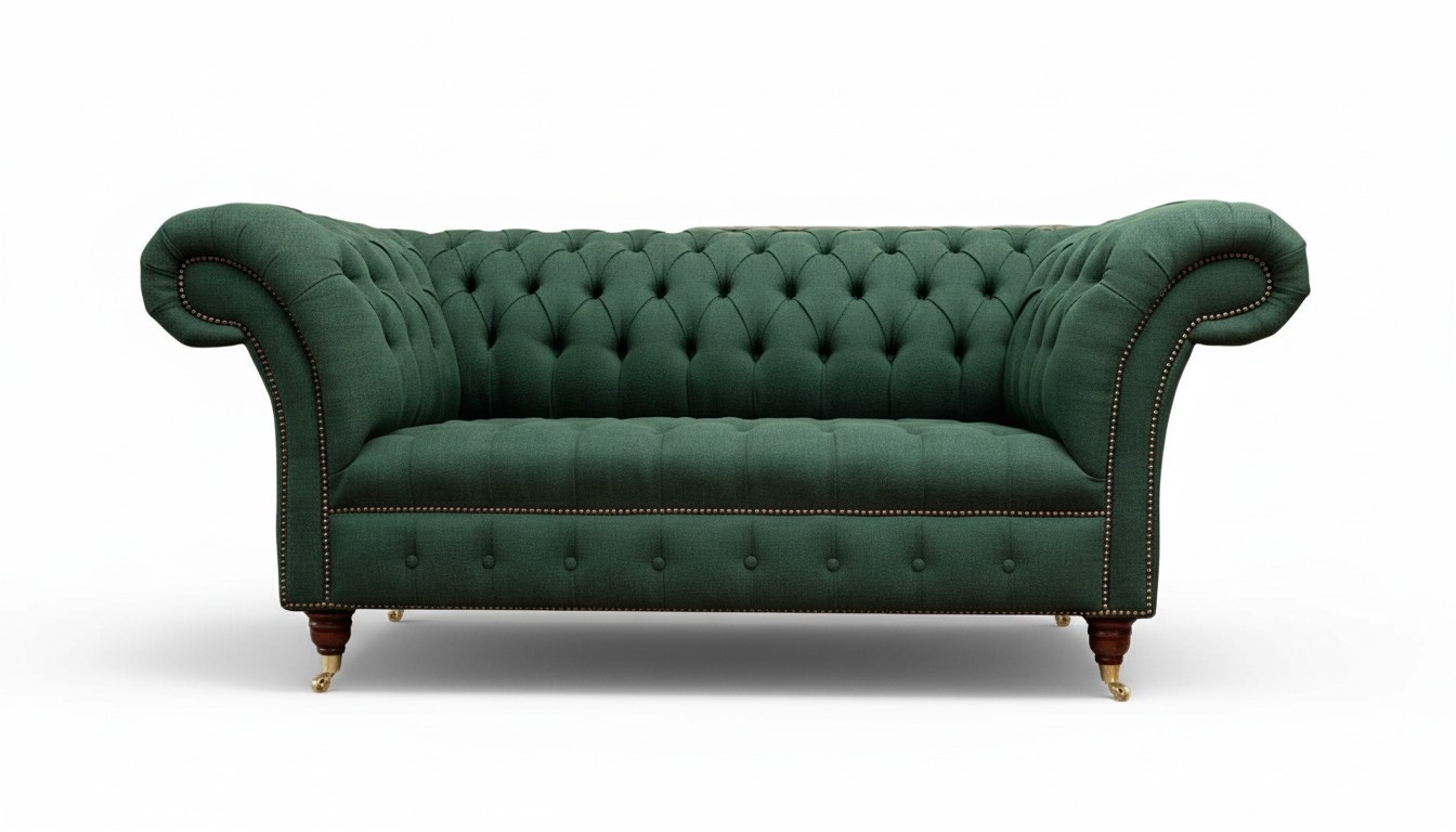 Chesterfield Sofa 2 Sitzer Polster Sofas Grün Luxus Stoffsofas Textil