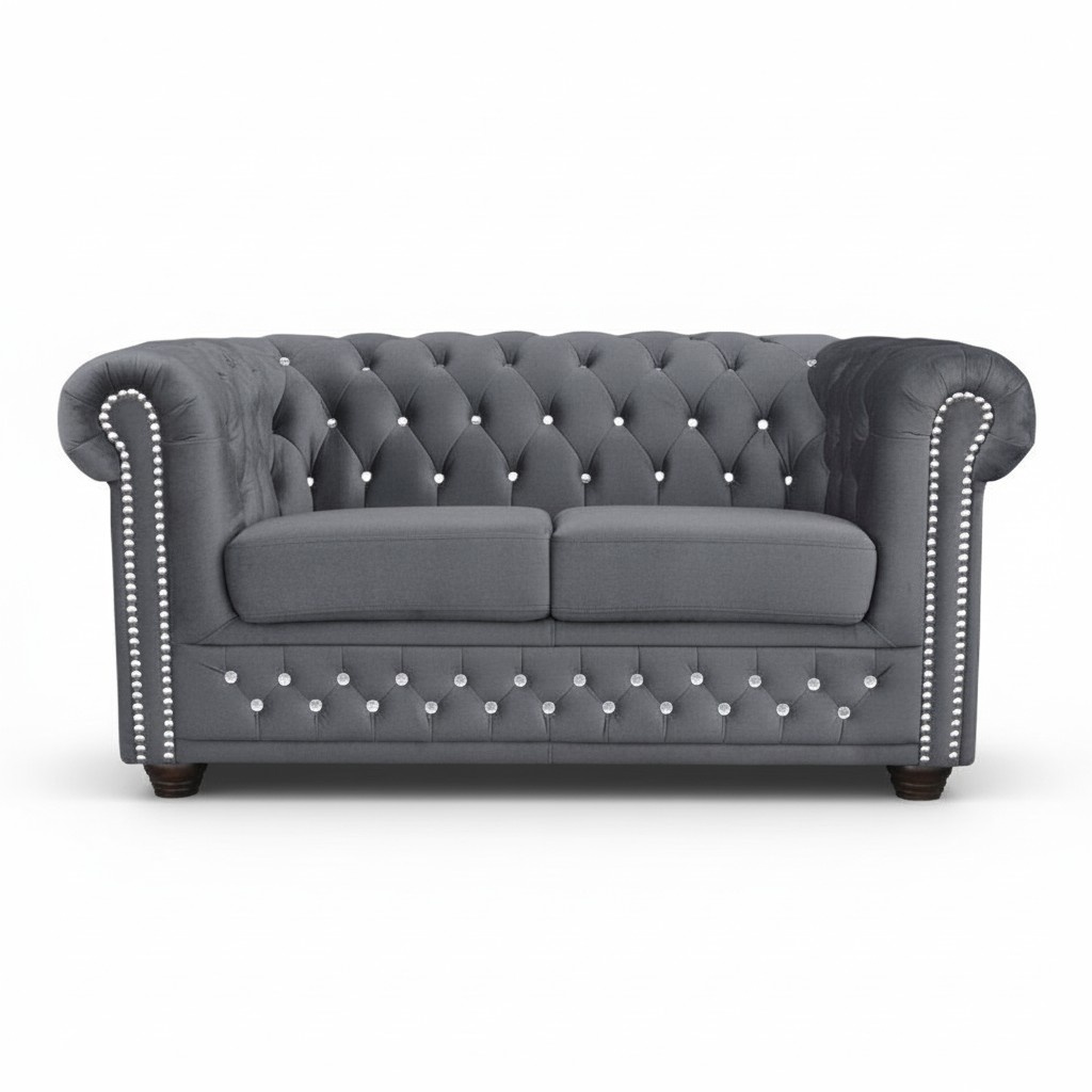 Chesterfield Sofa 2 Sitzer York Blink Kristallen Couch Polster Sofas Couchen Neu