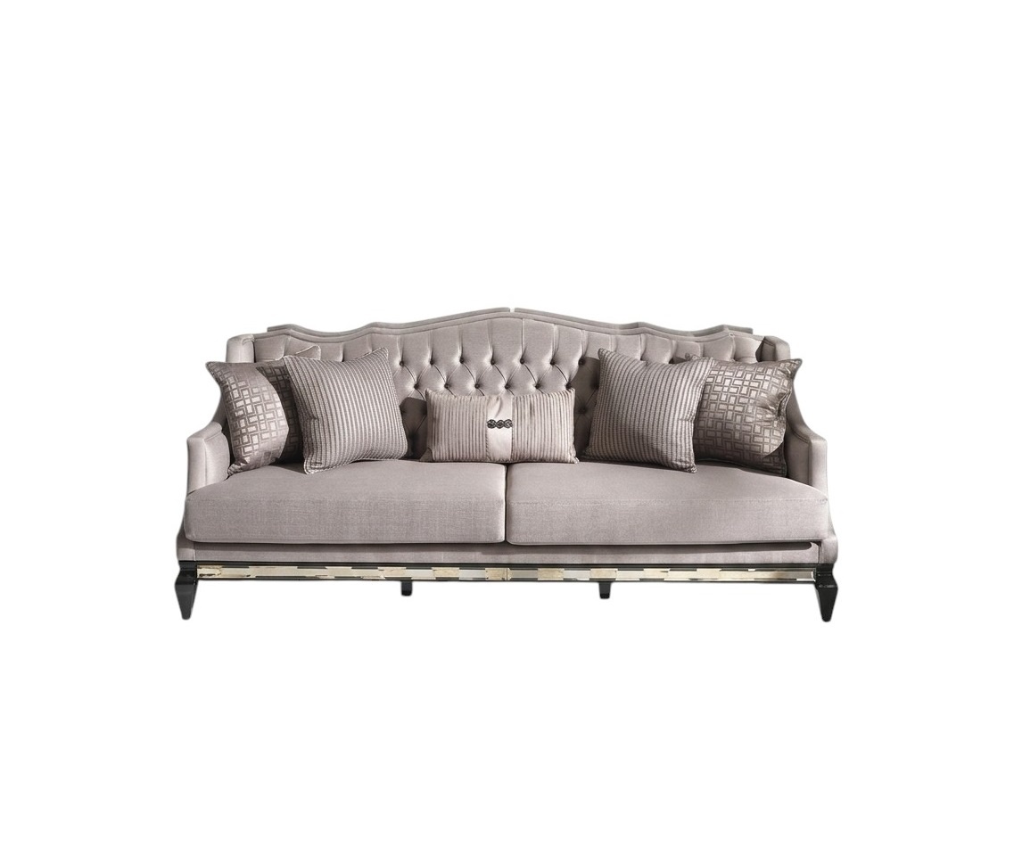 Chesterfield Sofa 3 Sitzer Stoffsofa Grau Dreisitzer Polstersofa Stoff