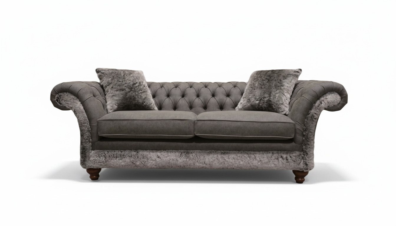 Chesterfield Sofa 3 Sitzer Polster Couch Klassische Stoff Couchen Textil