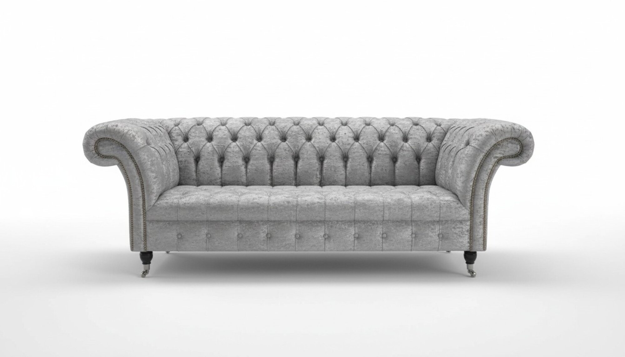 Chesterfield Sofa 3 Sitzer Couch design Silber Polster Sitz Garnitur