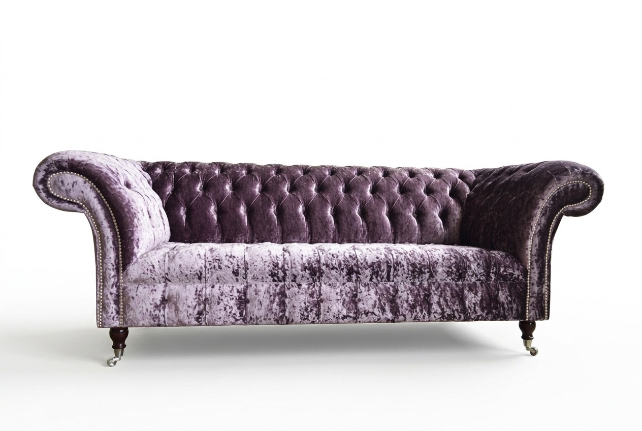 Chesterfield Sofa Couch Design Textil Wohnzimmer Couchen Sofas Dreisitzer