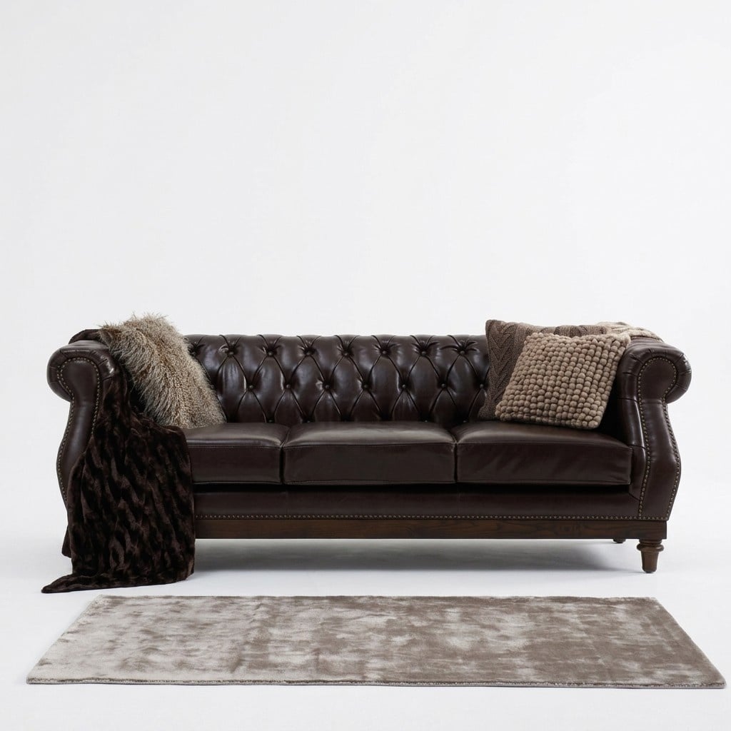 Chesterfield Sofa Couch Polster Stoff Leder Couchen Garnitur Polster Deko
