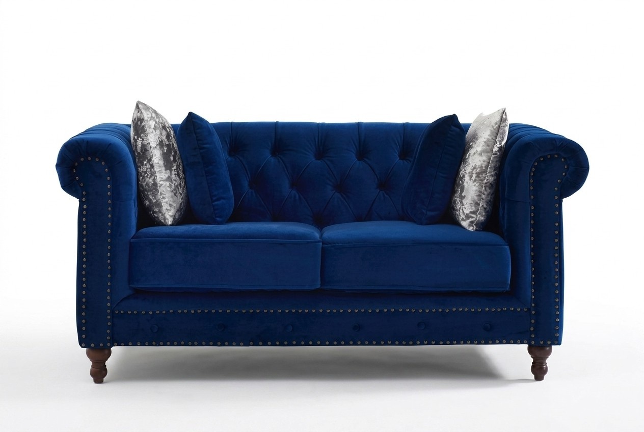 Chesterfield Sofa Couch Polster Leder Stoff Couchen Polster Garnitur 2 Sitzer