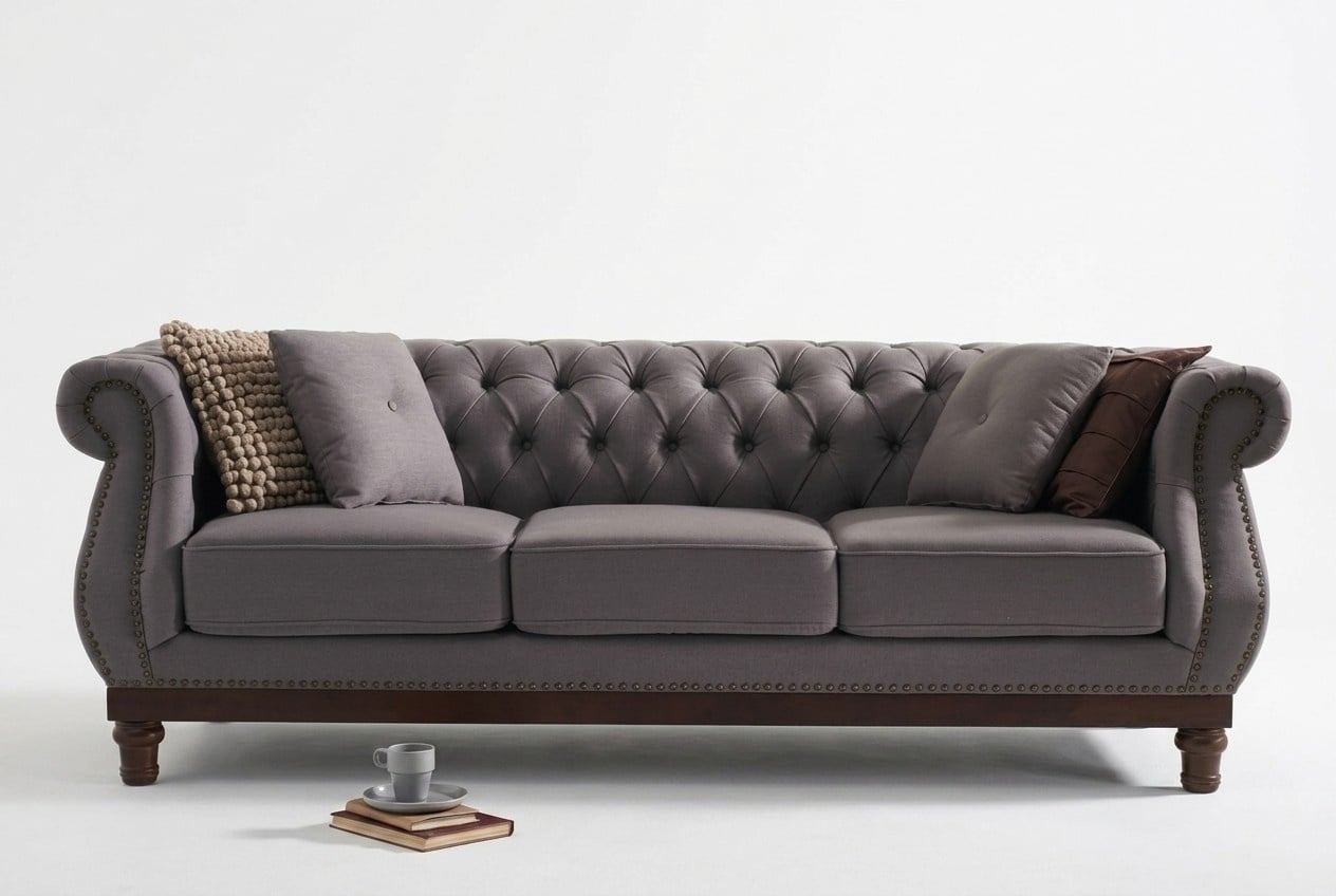 Chesterfield Sofa Couch Polster Deko Stoff Leder Couchen Garnitur Polster