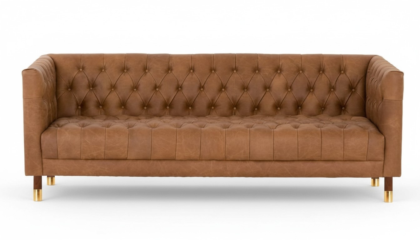 Chesterfield Sofa Dreisitzer Braun xxl big Möbel Leder Wohnzimmer Modern Neu