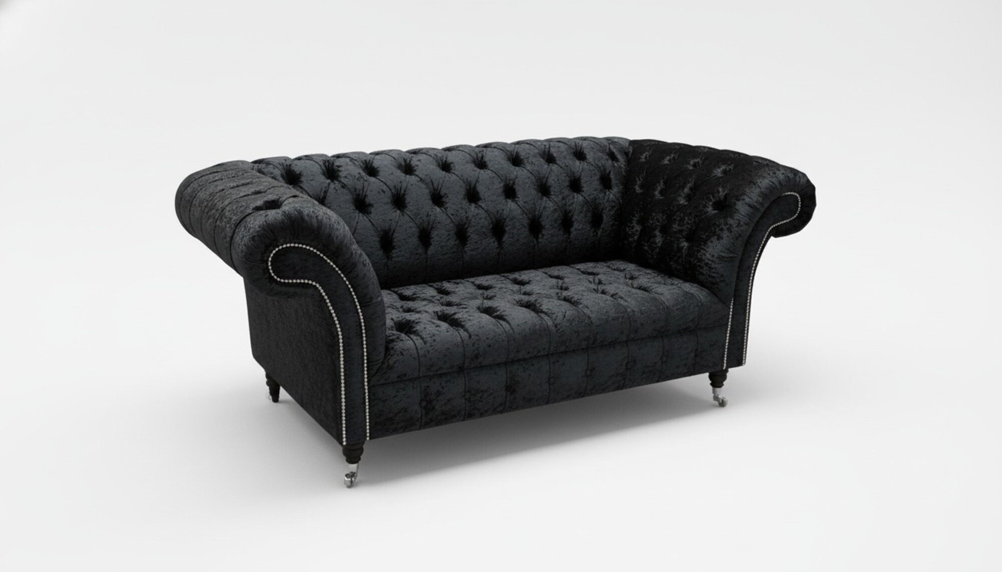 Chesterfield Sofa Fernseh Couch 2 Sitzer Luxus Textil Stoff Deko Couchen