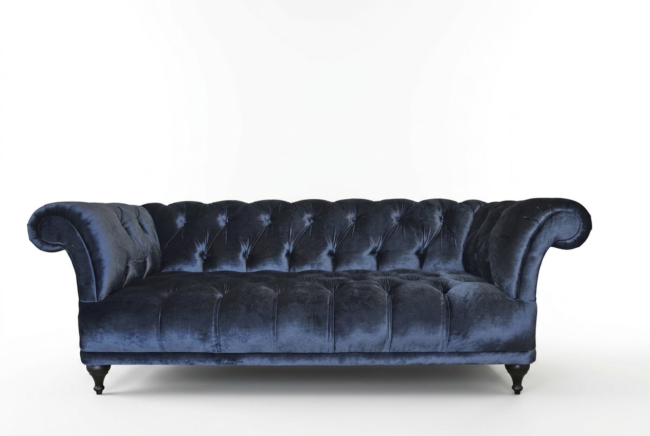 Chesterfield Sofa Polster Designer Couchen Sofas Garnitur Textil Stoff Textil 7