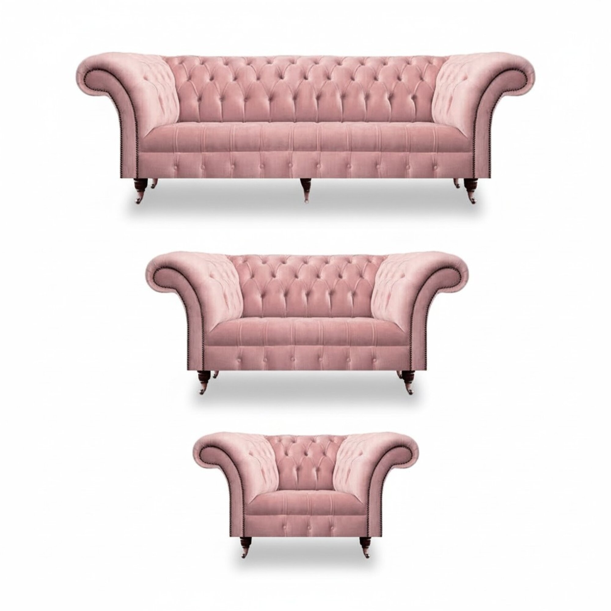 Chesterfield Sofa Set Polstermöbel 2x Sofas Neu Rosa Sessel Wohnzimmer