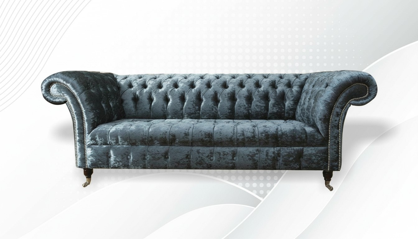 Chesterfield Sofa Stoff Wohnzimmer Grau Moderne Couchen xxl sofas