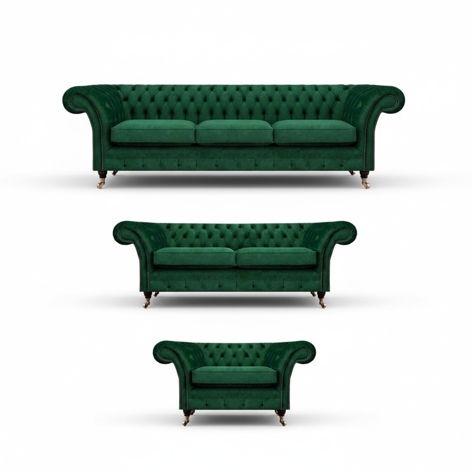 Chesterfield Sofagarnitur 3tlg Polstermöbel Grün Einrichtung Wohnzimmer 3+2+1