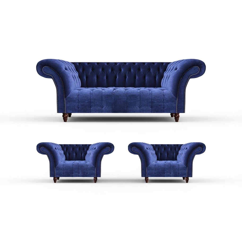 Chesterfield Sofagarnitur Couch 3tlg Polster Möbel Moderne Sitzgruppe