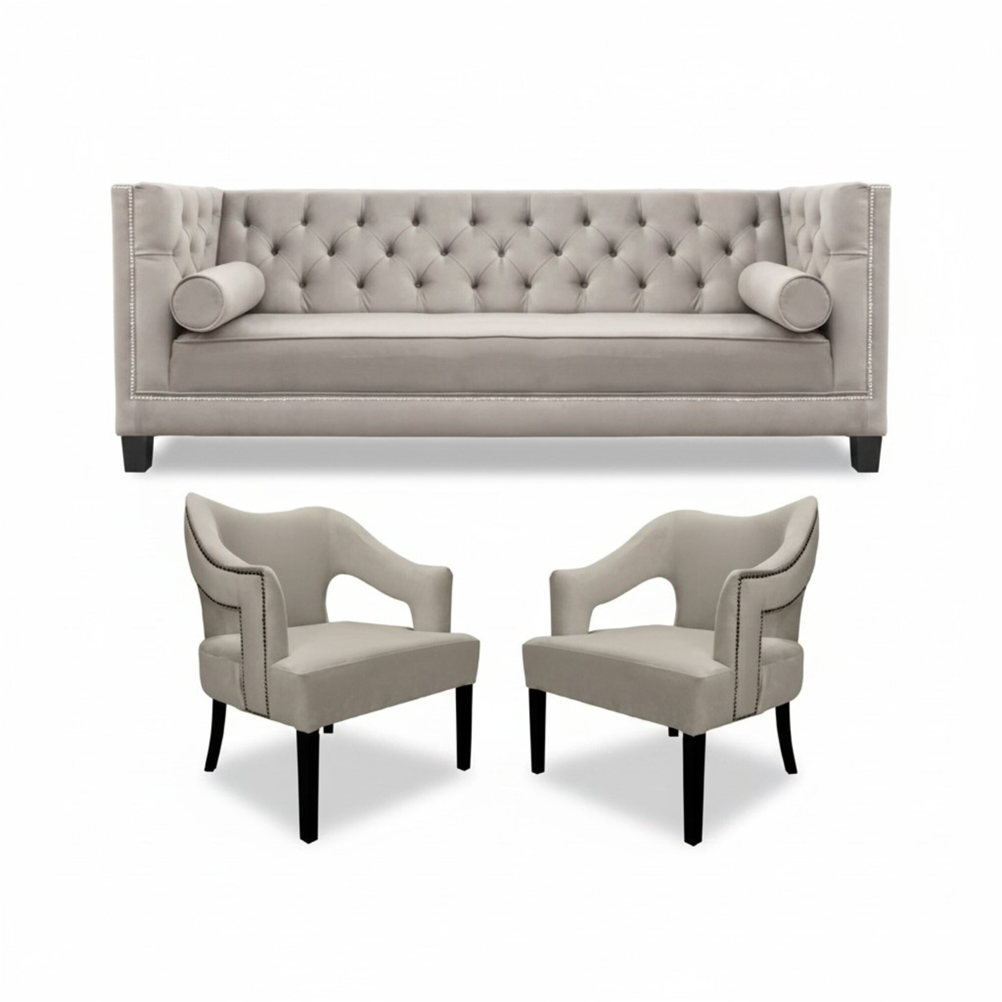 Chesterfield Sofagarnitur Couch Polster Sitz Garnituren 3tlg Set Gruppe Garnitur