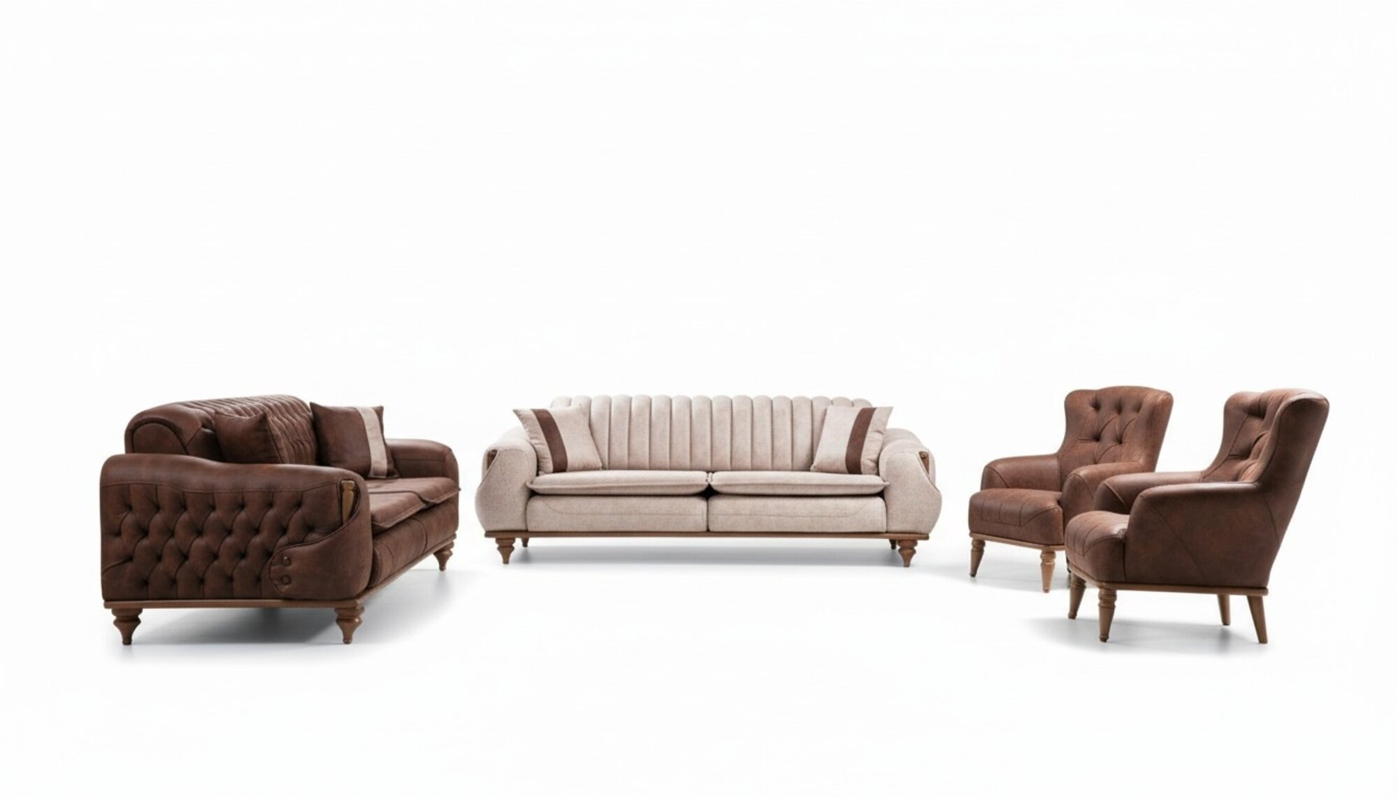 Chesterfield Sofagarnitur Couch Sitzpolster Sofa Couchen Möbel Textil