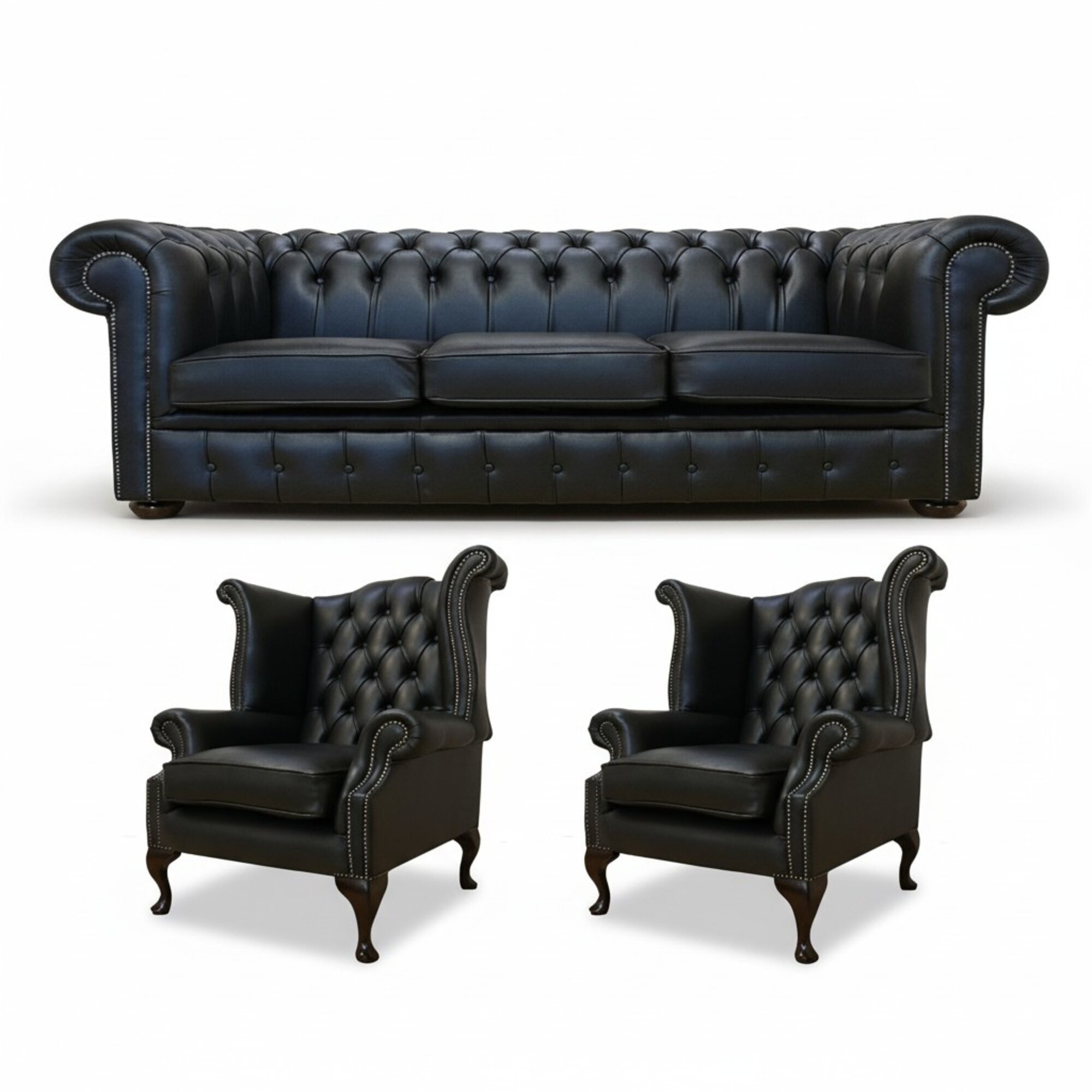 Chesterfield Sofagarnitur Leder Textil Chesterfield Komplett 100% Leder Sofort