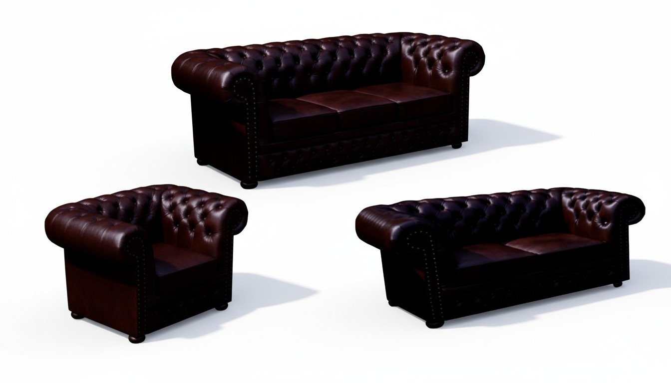 Chesterfield Sofagarnitur Sitz Leder Polster Couch Garnitur Klassische CROMER