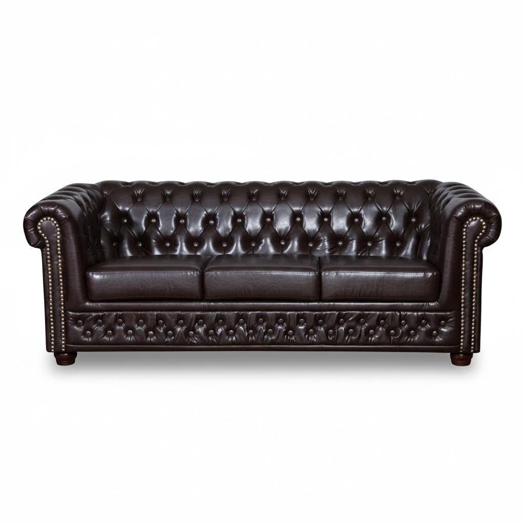 Chesterfield Sofagarnitur Sofa 3+1 Couch Polster Set Sofas Couchen Leder Möbel
