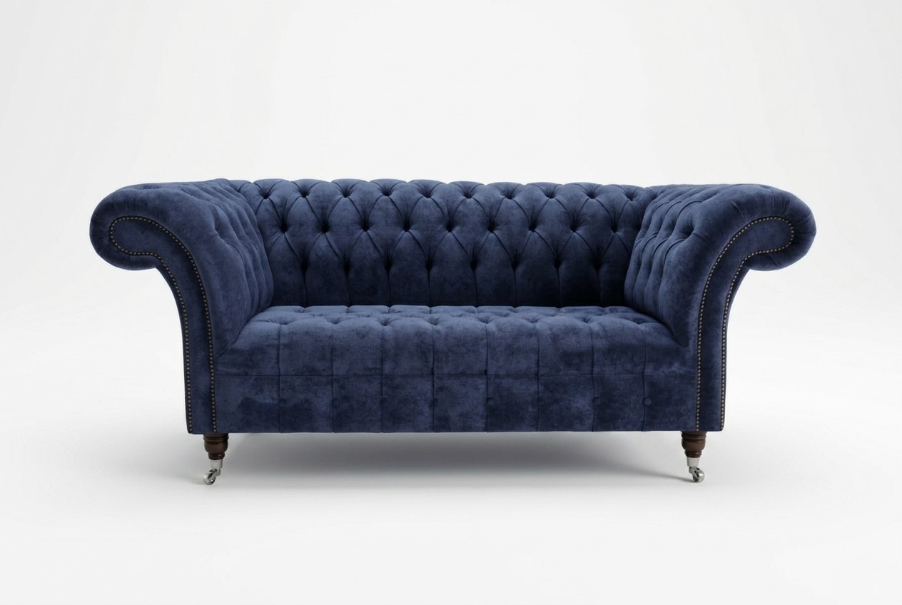 Chesterfield Stoffsofa Couch Polster designer 2 Sitzer Textil Sofas Couchen Neu
