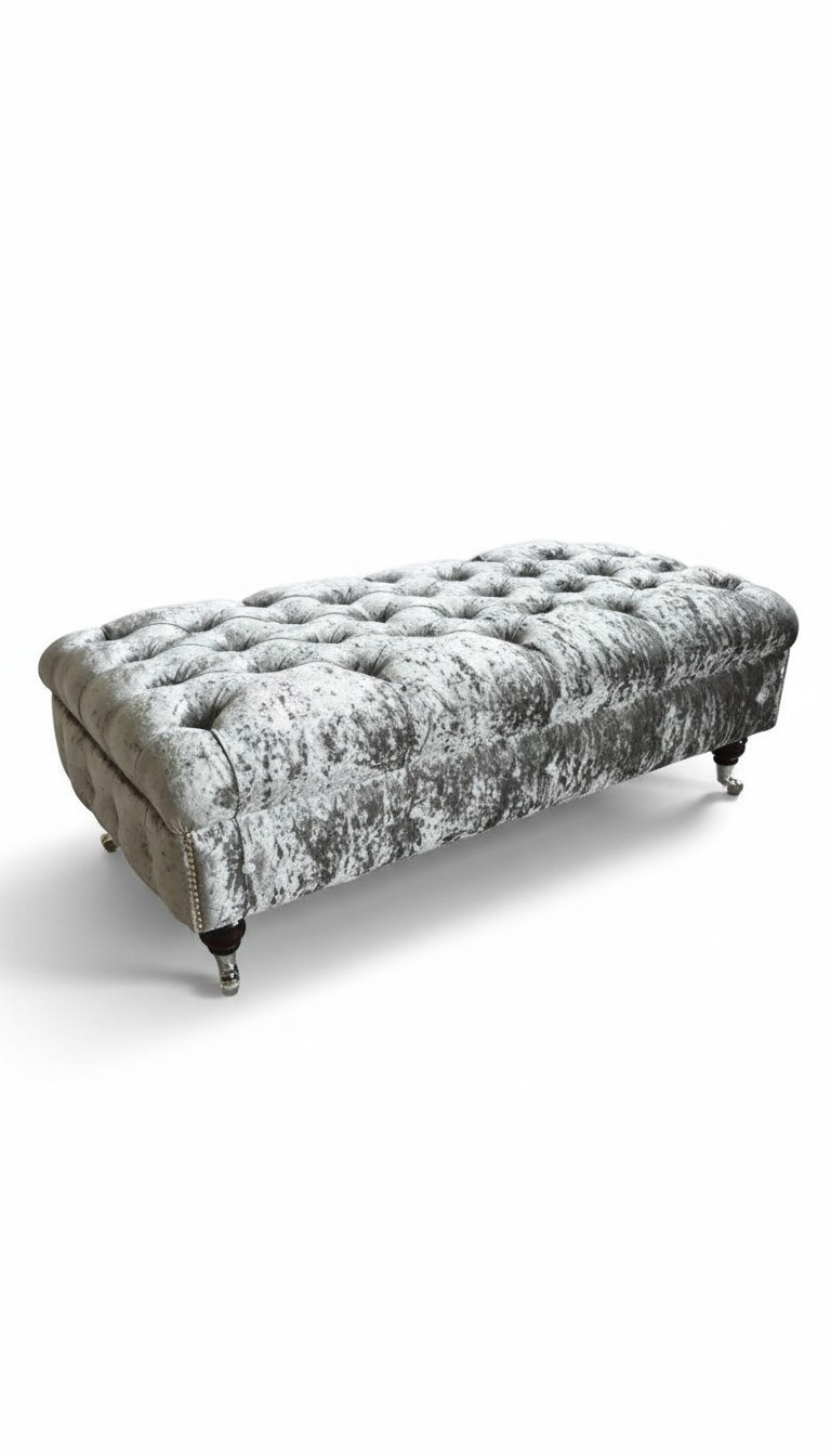 Chesterfield Textil Hocker XXL Big Fußhocker Polster Sofas Bank Luxus Stoff