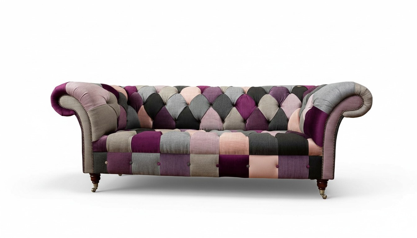 Chesterfield Textil Sofa Polster Sitz Couch 3 Sitzer Stoff Couchen