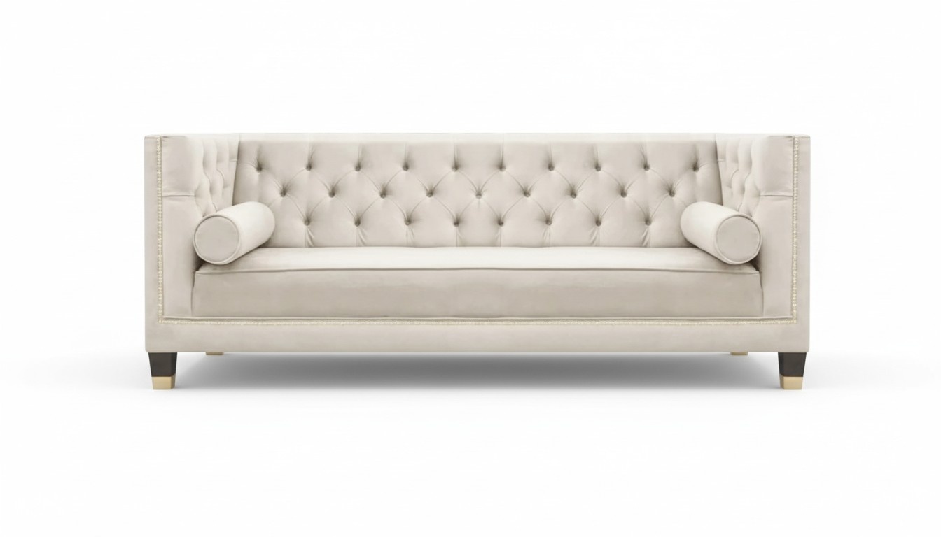 Chesterfield Weiß Sofa Couch Dreisitze Wohnzimmer Designer Möbel Neu