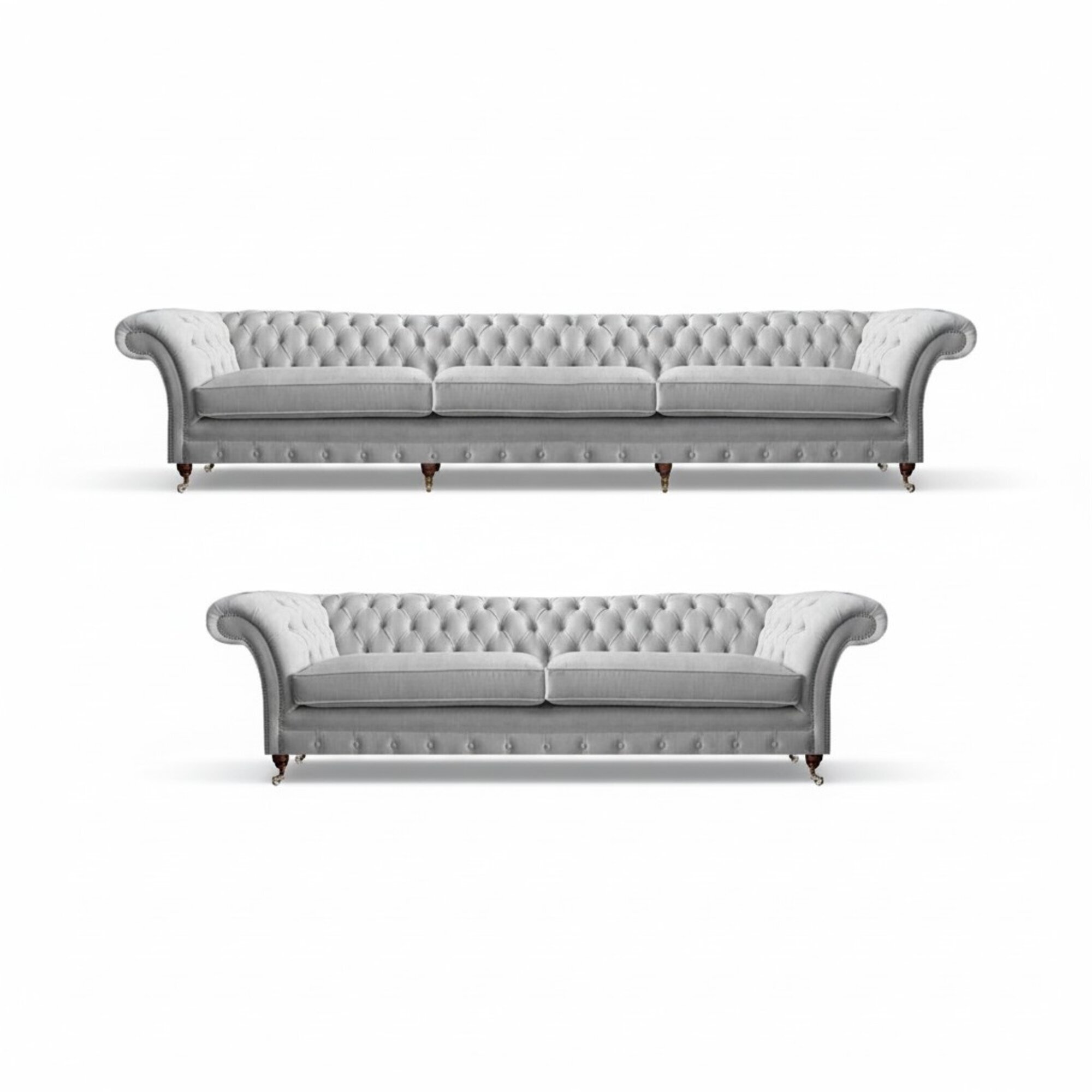 Chesterfield Weiße Sofagarnitur Edle Polstercouchen Stoffsofas 2tlg Set