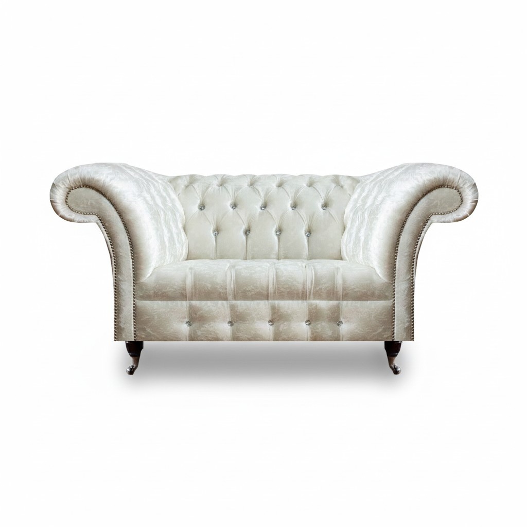 Chesterfield Wohnzimmer Couch Designer Weißes Zweisitzer Sofa Sitzmöbel