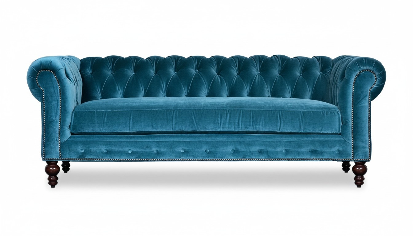 Chesterfield Wohnzimmer Samt Couch Polster Sitz Garnitur 3 Sitzer Textil Sofas