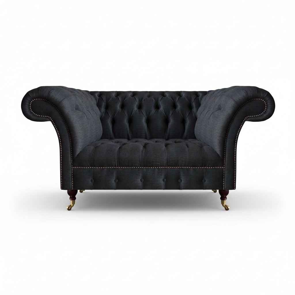 Chesterfield Wohnzimmer Schwarzes Sofa Klassisch Zweisitzer Polster Möbel