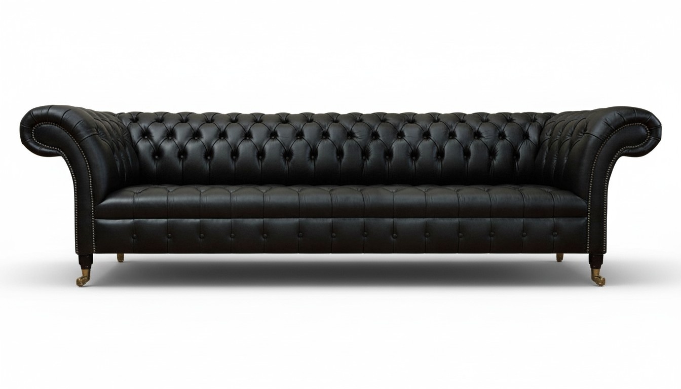 Chesterfield Wohnzimmer Sofa Viersitzer Couch Schwarz Designer Einrichtung