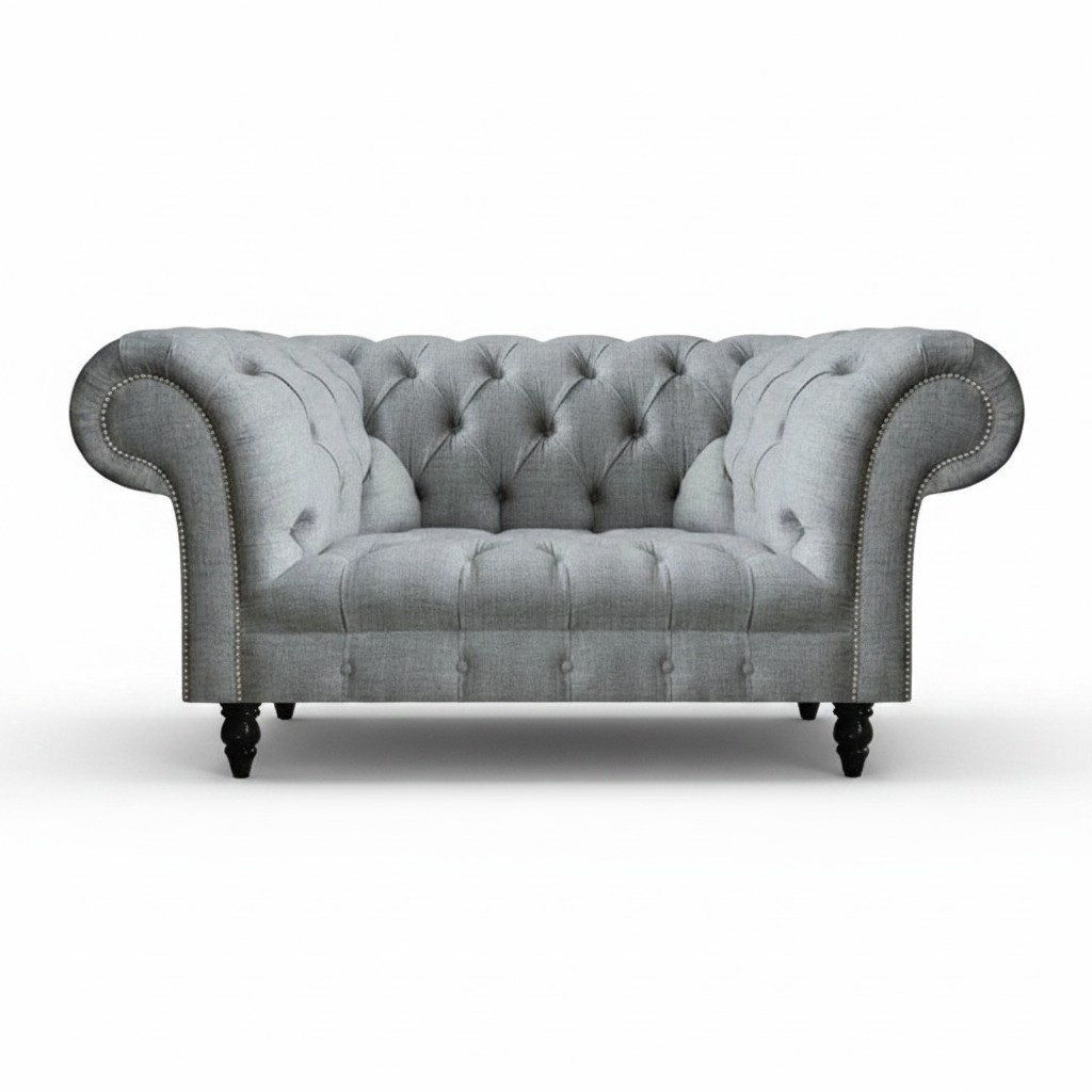 Chesterfield Wohnzimmer Zweisitzer Sofa Couch Möbel Grau Luxuriöse