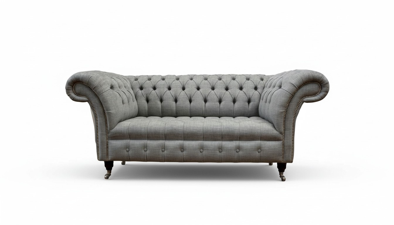 Chesterfield Zweisitzer Couch Polster Sofa Textil Couchen Stoff Luxus