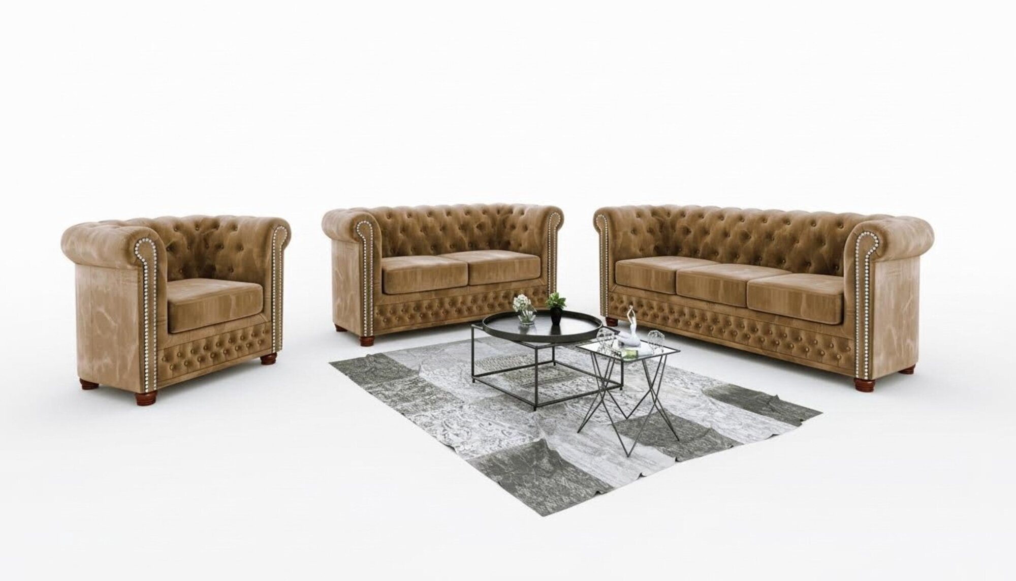 Chestgerfield Sofagarnitur Couch Polster Sitz Set 321 Sitzer Garnituren Couchen