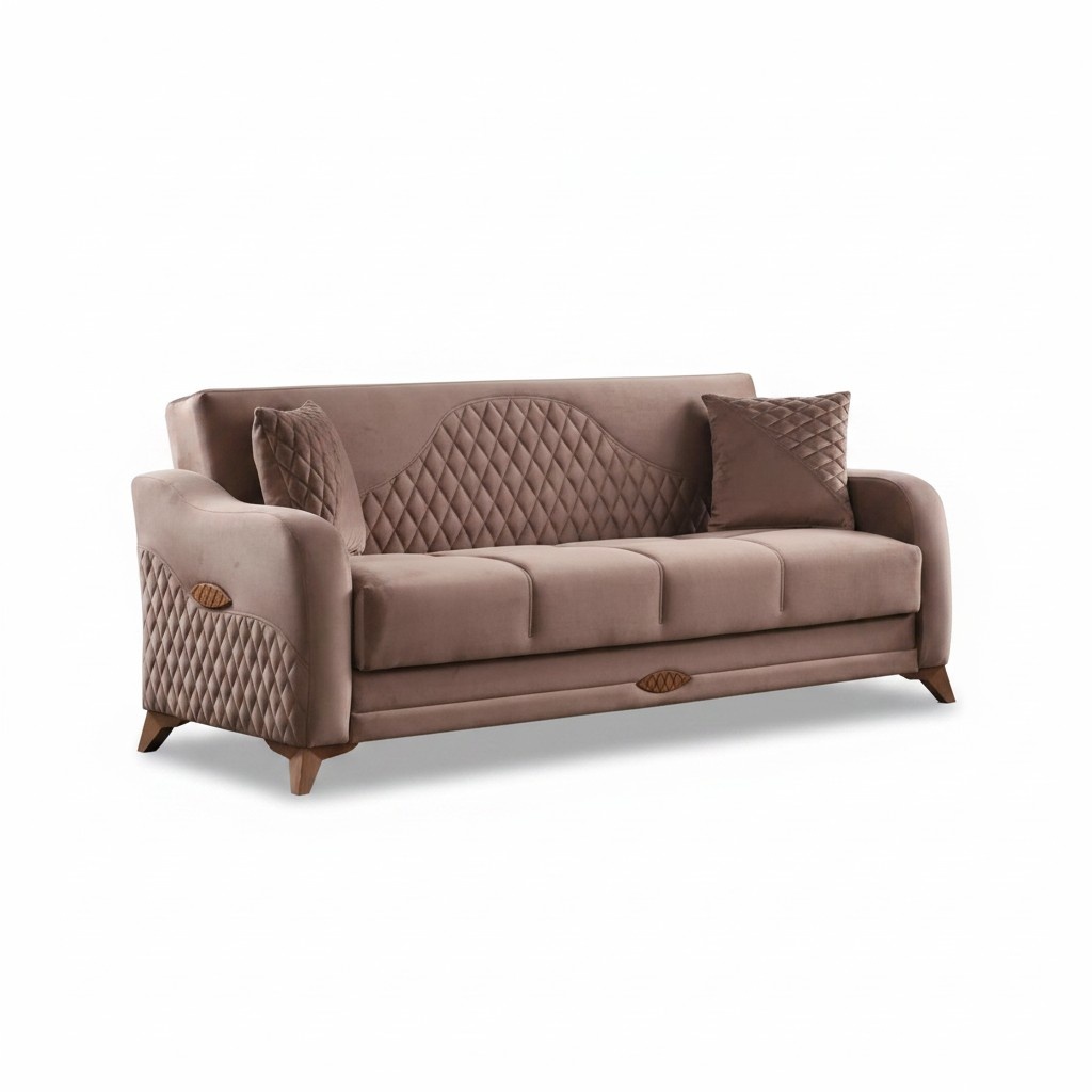 Couch Dreisitzer 3 Sitzer Sofa Stoffsofa Polstersofa Beige Couchen