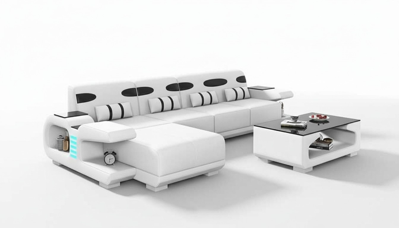 Couch Ecksofa L Form Liege Weiß Modern Ledersofa Kunstleder Sofa Sofas