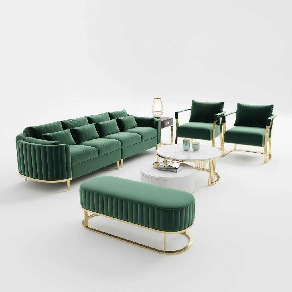 Edelstahl Polster Leder Sofa 311 Sitzer Couchen Garnitur Set