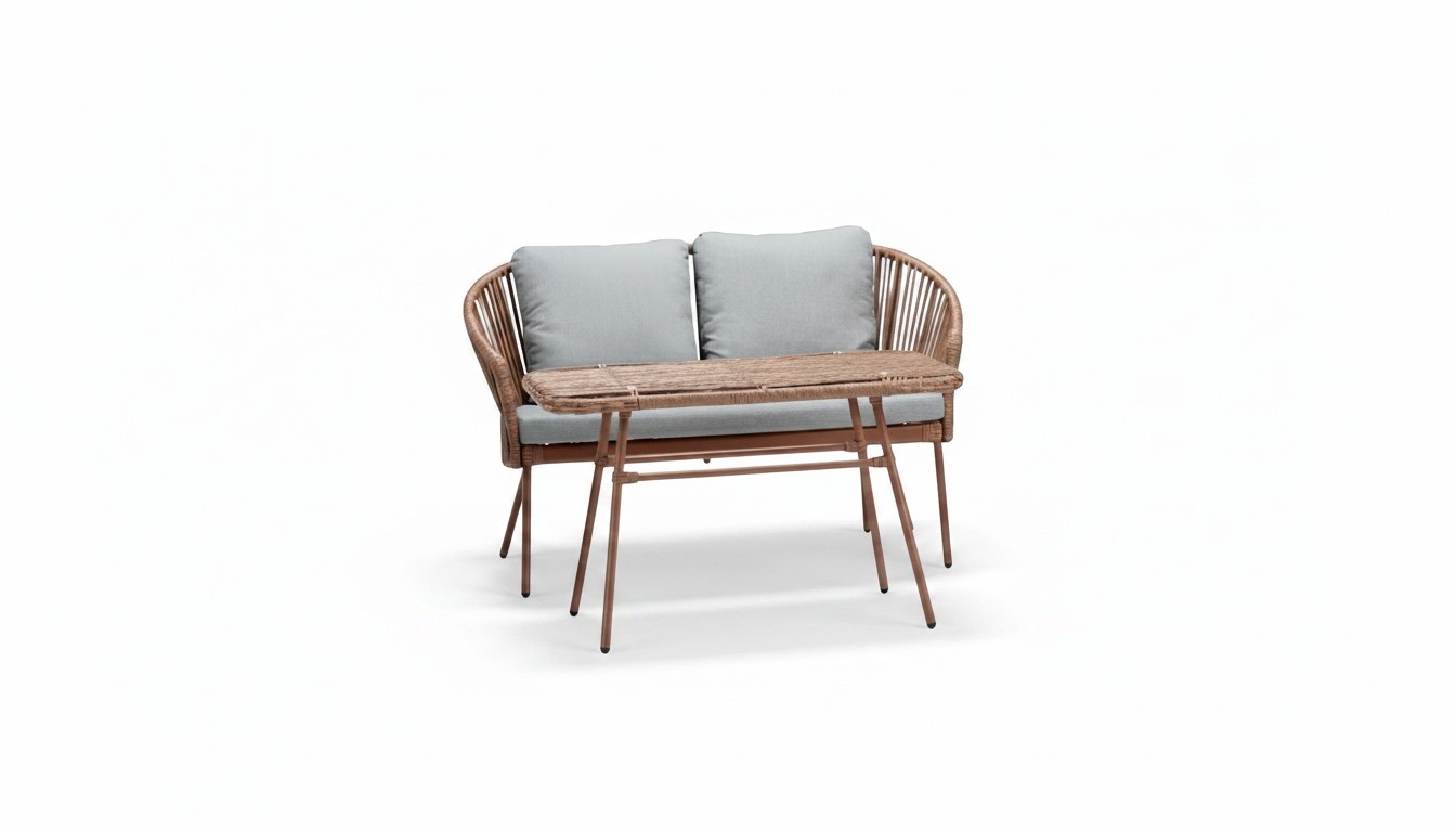 Couchtisch Braun Luxus Moderner Design stilvoll Kaffeetisch Hochwertig Rattan