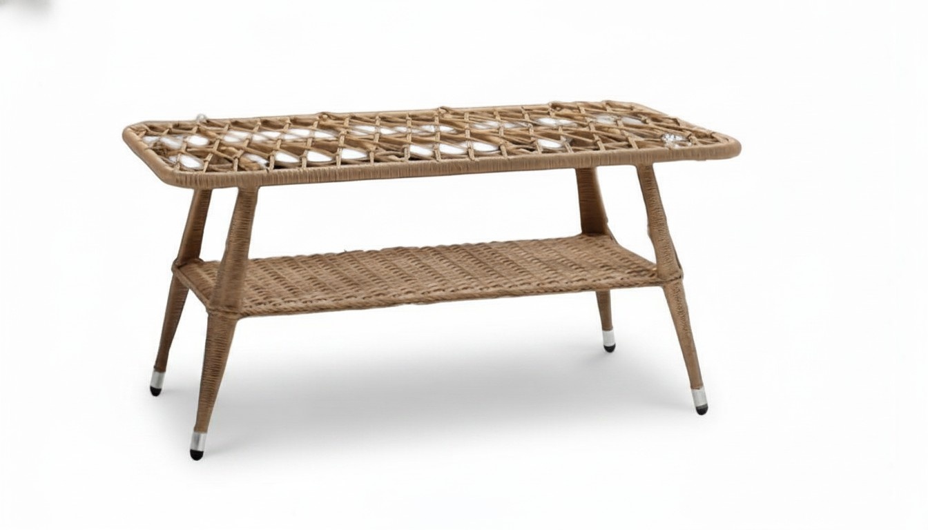 Couchtisch Braun Luxus Moderner Tisch Design Kaffeetisch Rattan Beistell