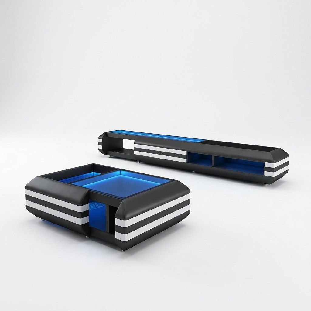 Designer Couchtisch mit LED-Beleuchtung und Glas
