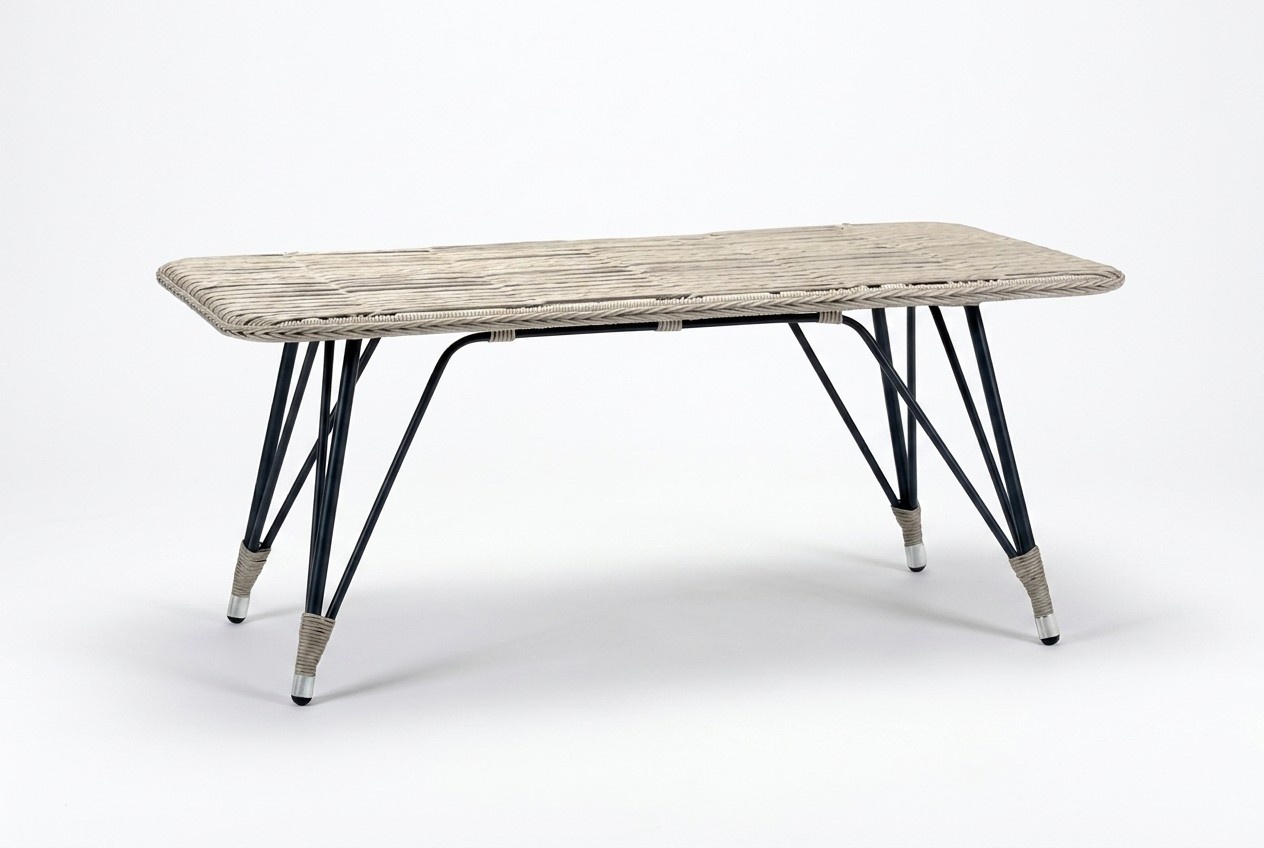 Couchtisch Grau Luxus Moderner Design stilvoll Rattan Kaffeetisch Hochwertig