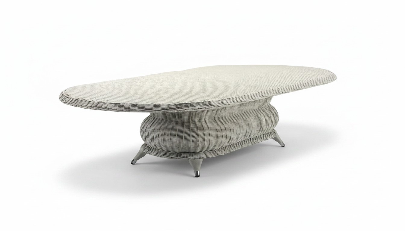 Couchtisch Grau Luxus Moderner Design stilvoll Kaffeetisch Hochwertig Rattan