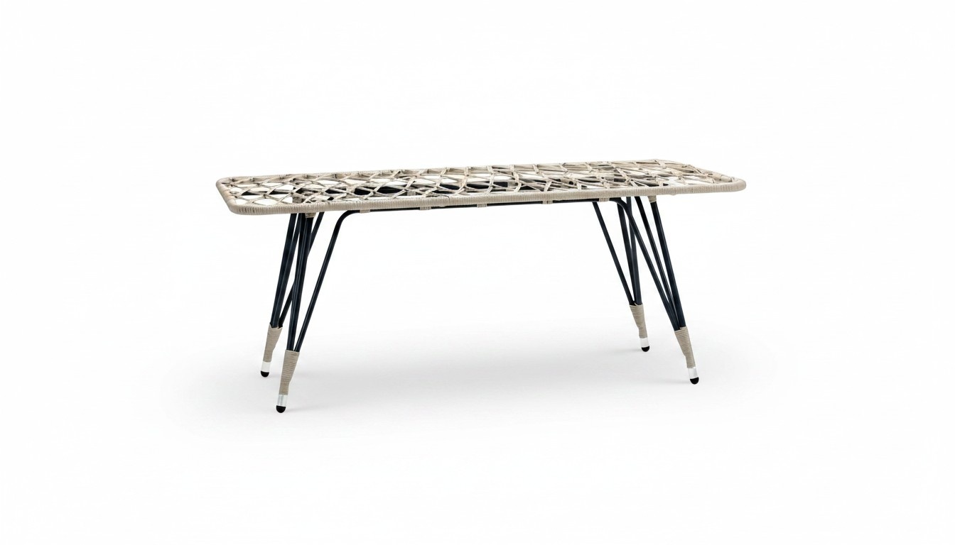 Couchtisch Grau Luxus Rattan Moderner Design stilvoll Kaffeetisch Hochwertig