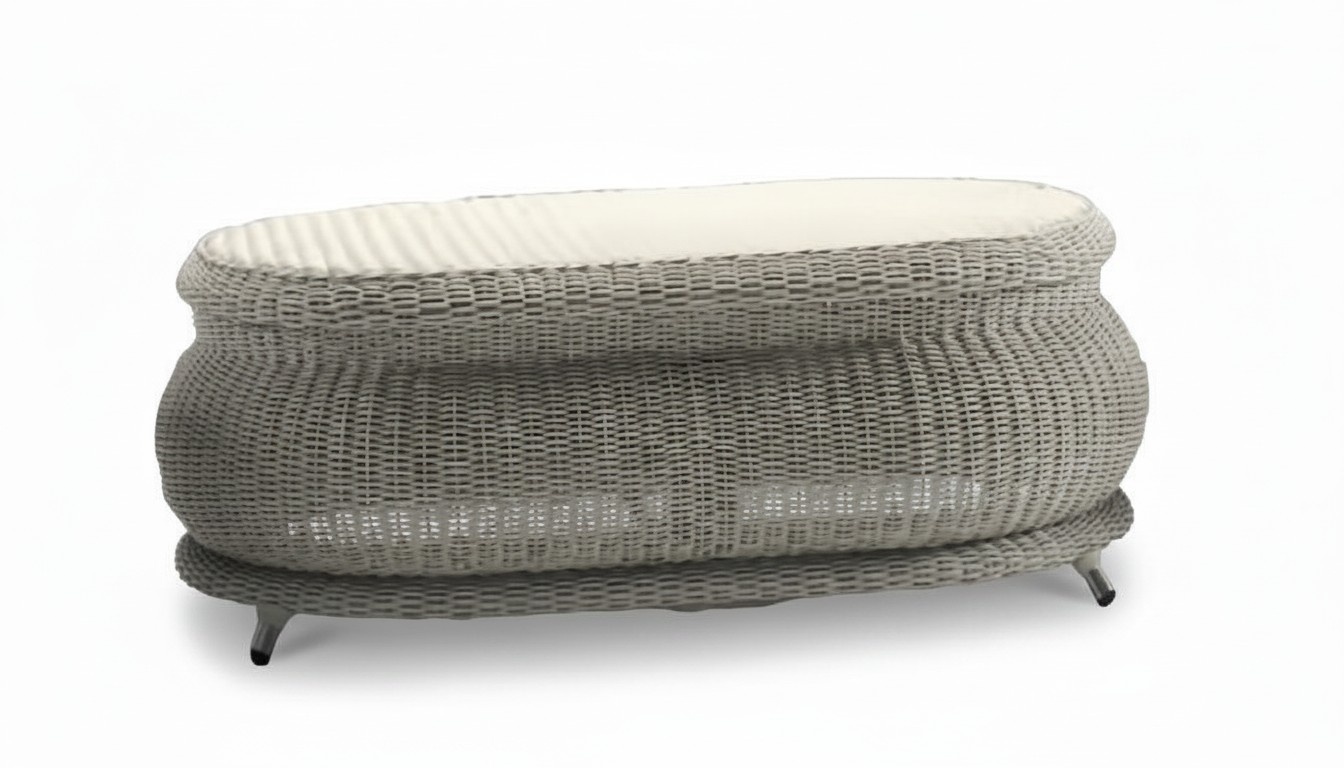 Couchtisch Hochwertig Designer Oval Grau Beistelltisch stilvolle Terrasse
