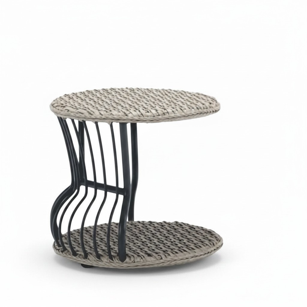Couchtisch Hochwertig Grau Luxus Möbel Patio Design Rattan Rund Modern Möbel