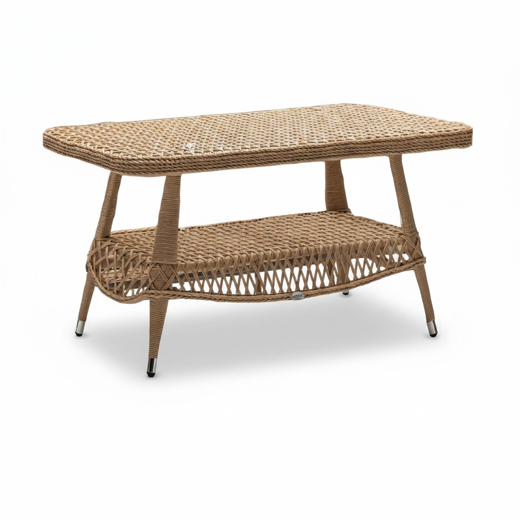 Couchtisch Luxus Braun Moderner Tisch Design Kaffeetisch Rattan Beistell