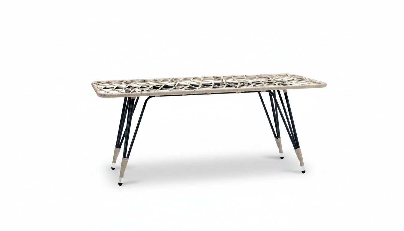 Couchtisch Luxus Grau Rattan Moderner Design stilvoll Kaffeetisch Hochwertig