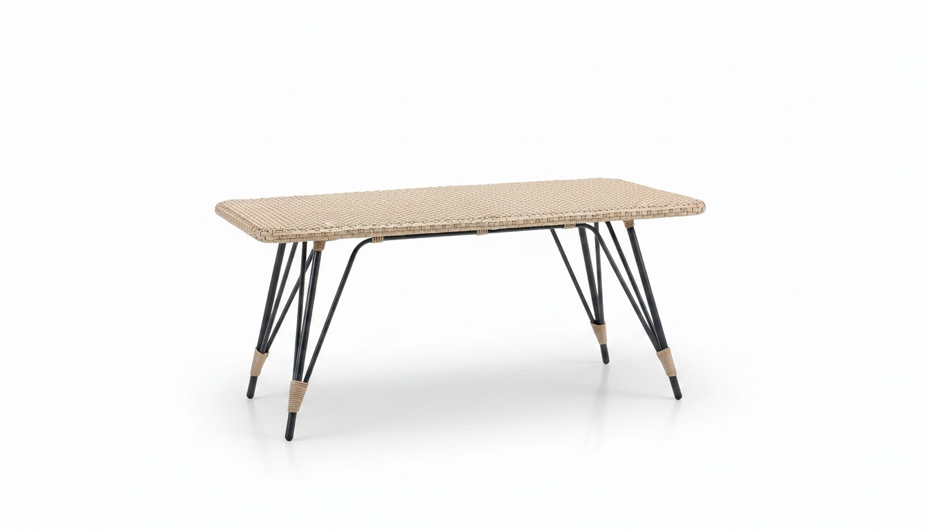 Couchtisch Luxus Kaffeetisch Sofatisch Beistelltisch Rattan Beige Tisch