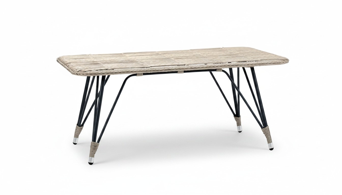 Couchtisch Luxus Moderner Design stilvoll Grau Kaffeetisch Hochwertig Rattan