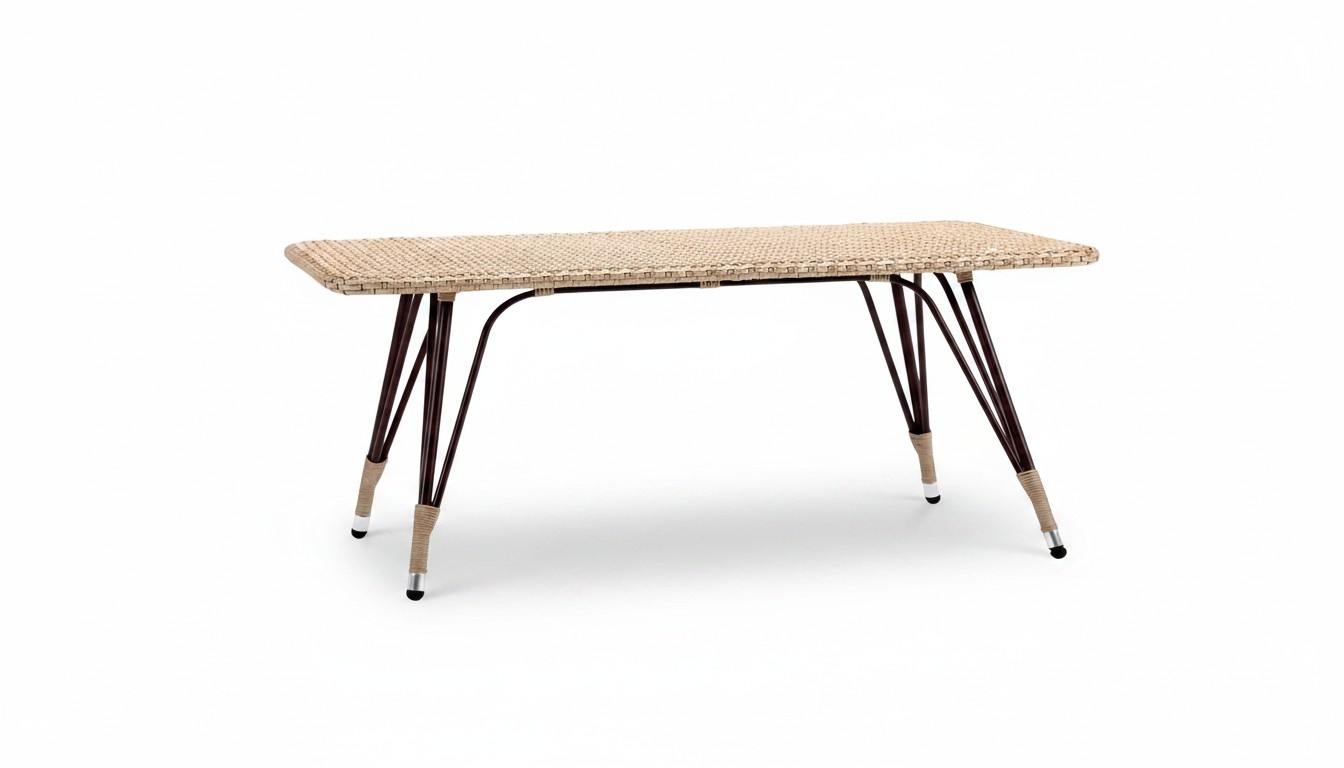 Couchtisch Rattan Beige Luxus Hochwertig Moderner Design stilvoll Kaffeetisch